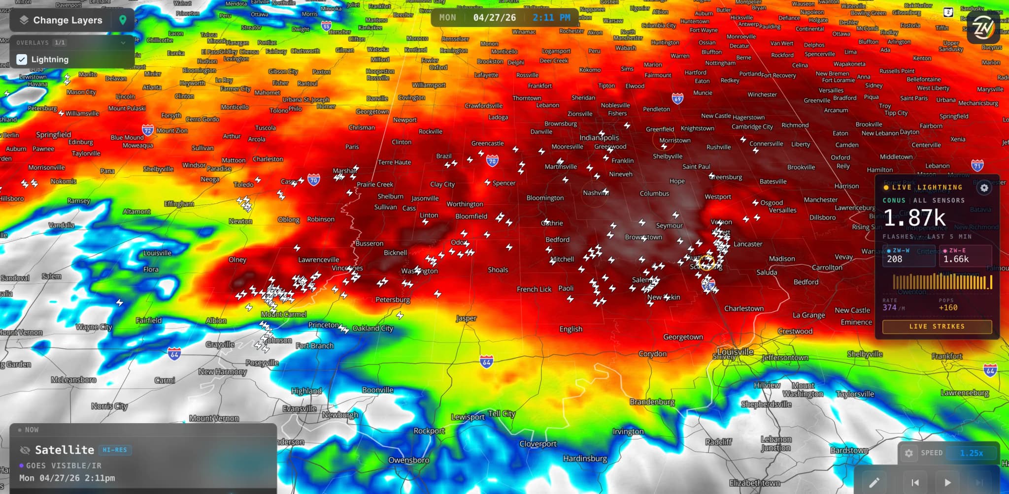 NEXRAD single-site radar and GOES hi-res satellite imagery